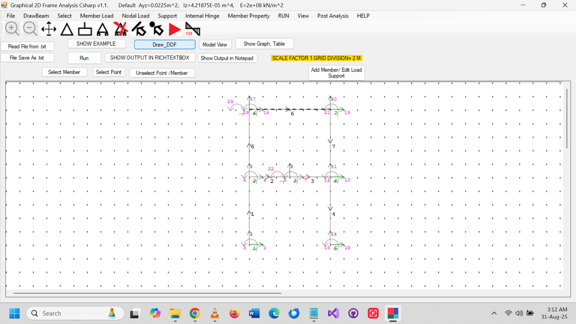 Graphical 2D Frame Analysis – Output tables